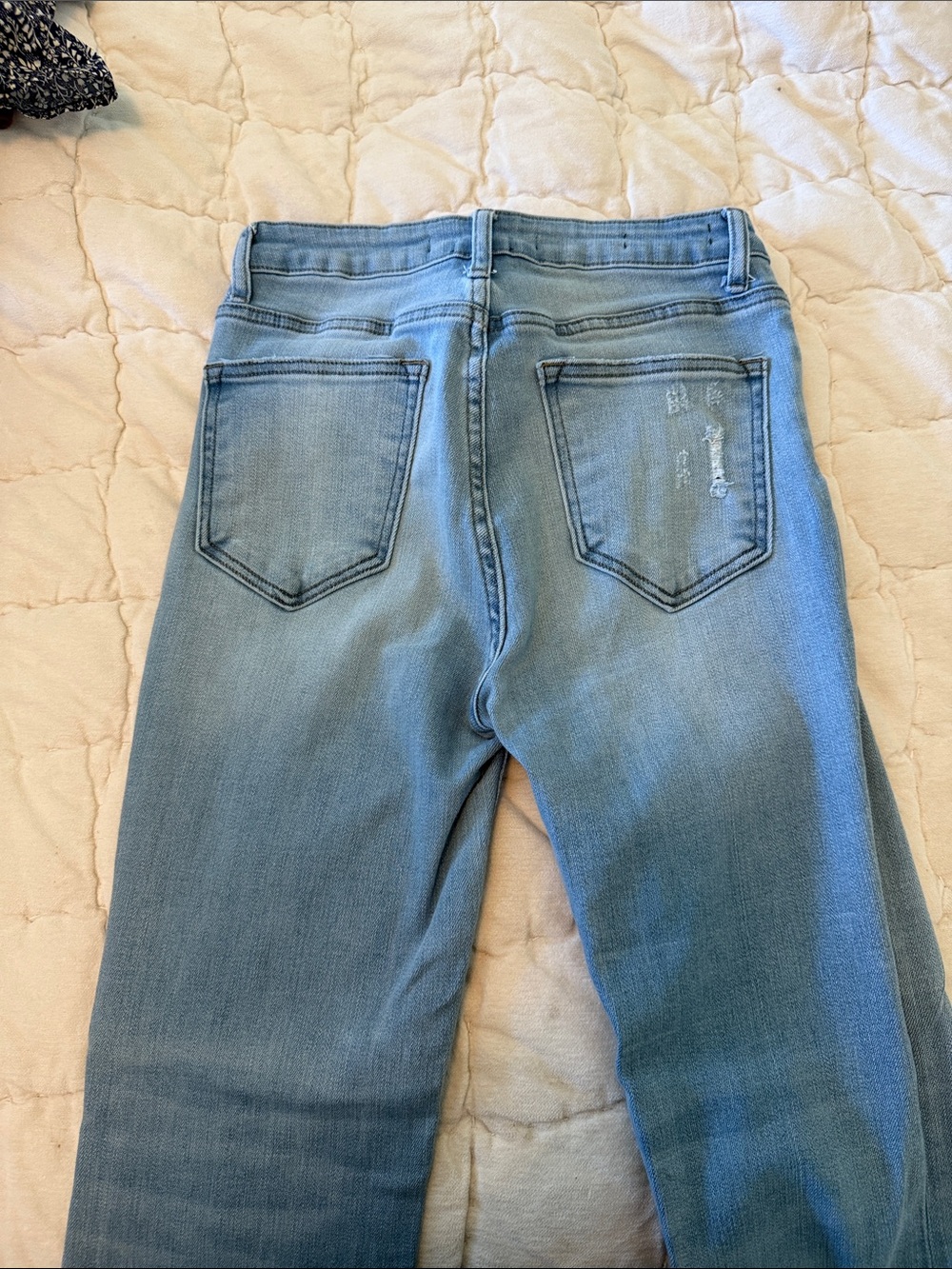 Light Wash Distressed Women's Flare Jeans - Picture 4 of 4